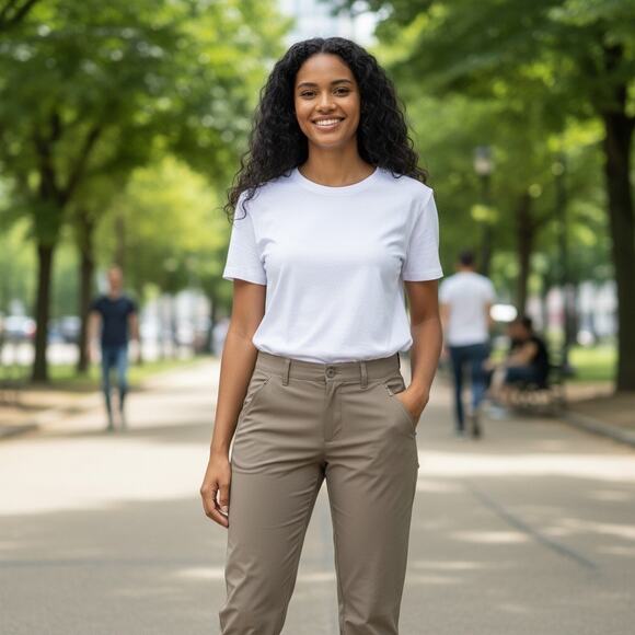 Patagonia High Waisted Flat Front Slim Straight Outdoor Hiking Pants Tan Size 4 - Picture 9 of 9